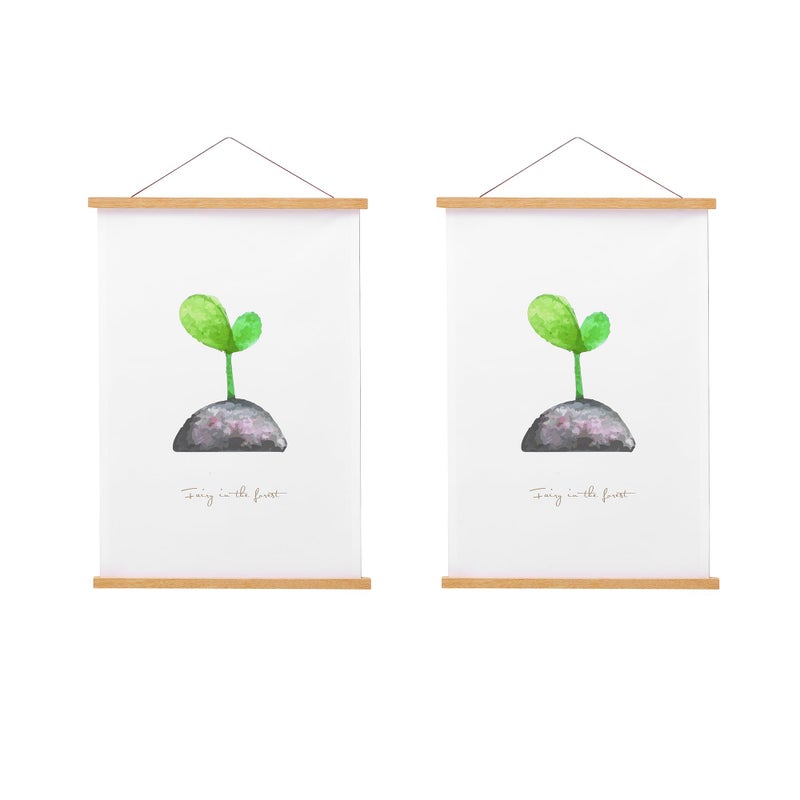 FALAMON 2 Pack Magnetic Poster Hanger Frame,9x11 9x27 9x12 9x13 Teak Wood Magnet Poster Frame for Hanging Posters, Prints, Photos, Pictures, Maps, Scrolls, and Canvas Artwork - Image 1